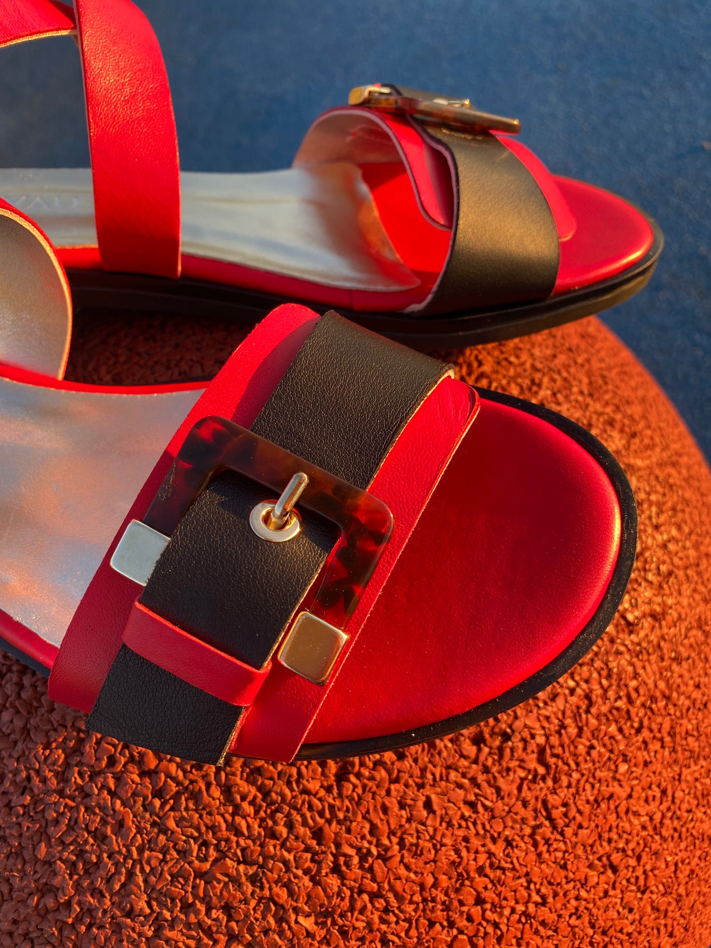 Red & Black Anklestrap Sandals