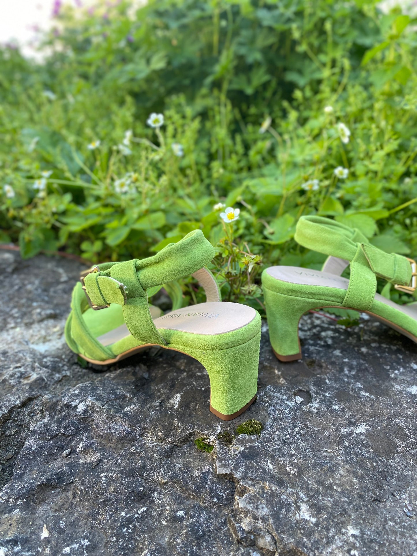 Summer Green Strappy Slingback Heels