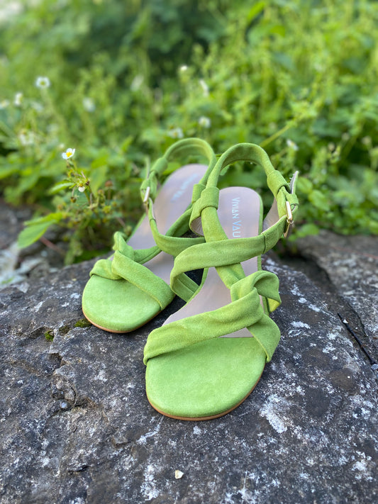 Summer Green Strappy Slingback Heels