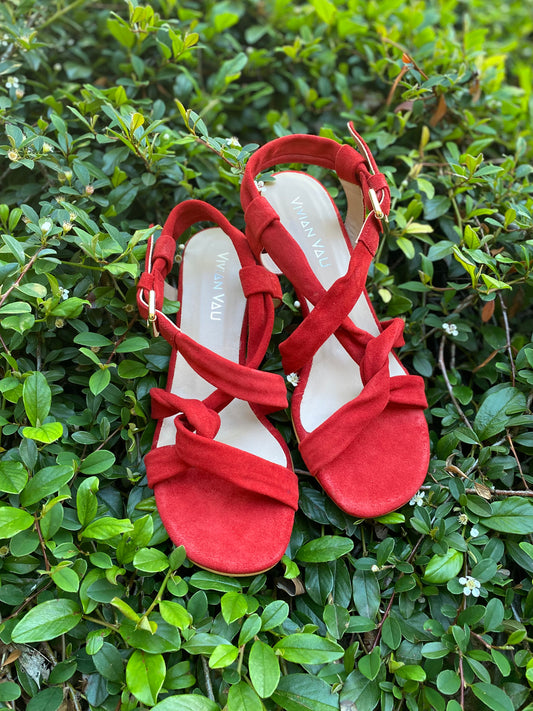 Poppy Red Strappy Slingback Heels