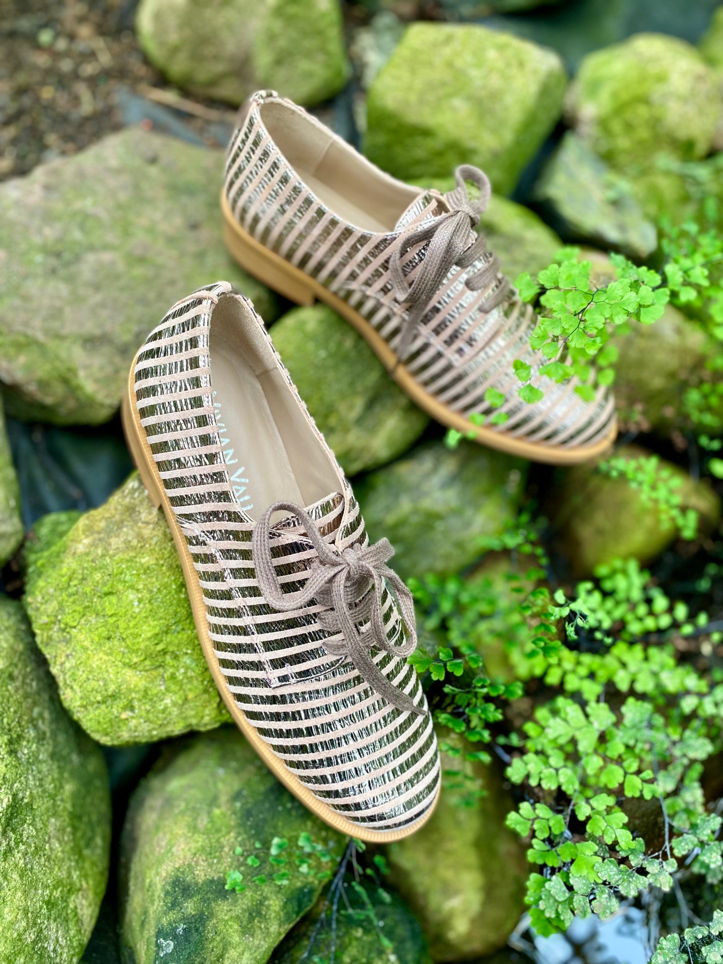 Stripy Sandy Hued Derby shoes