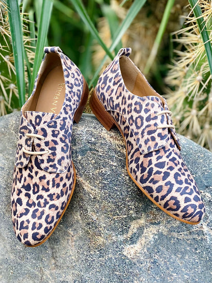 Leopard Derby Shoes