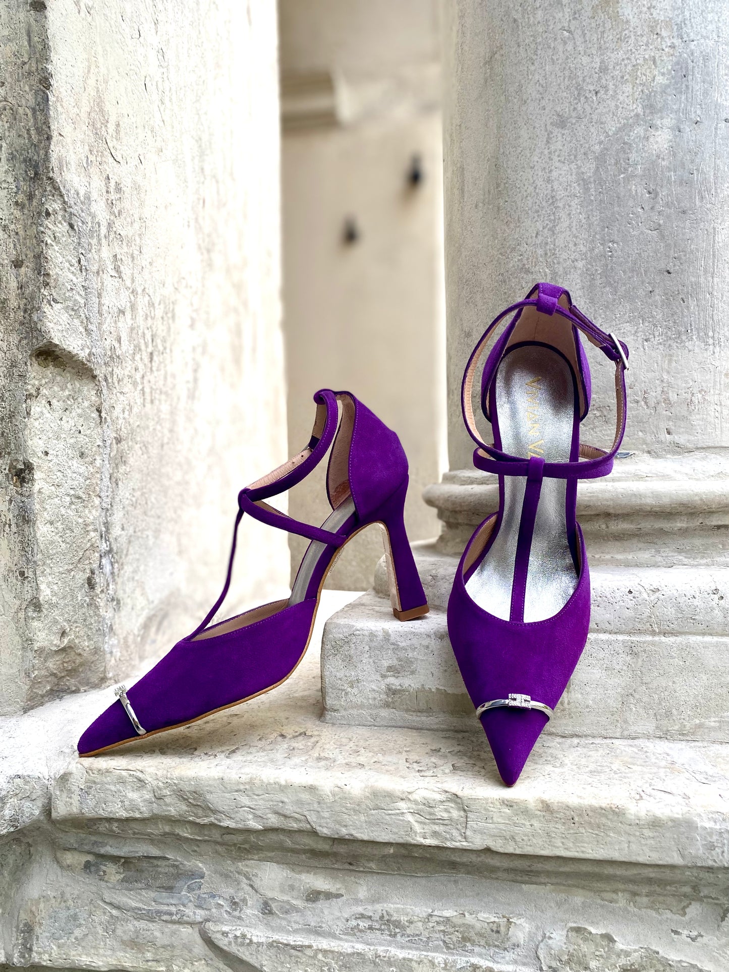 Deep Amethyst T-Strapped D'Orsay Heels