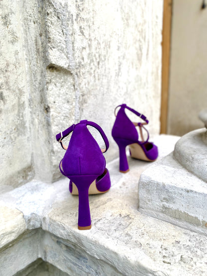 Deep Amethyst T-Strapped D'Orsay Heels