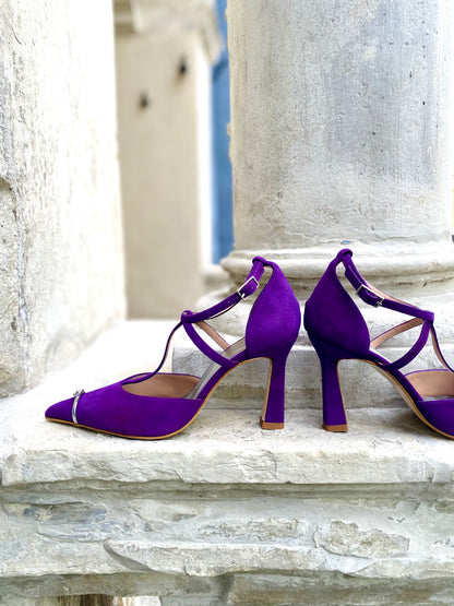 Deep Amethyst T-Strapped D'Orsay Heels