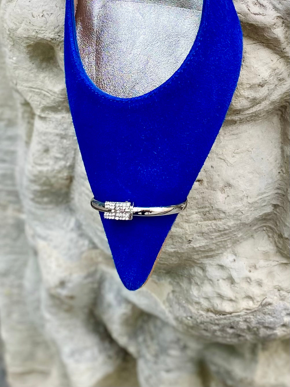 Sapphire Blue Kitten Heel Slingbacks