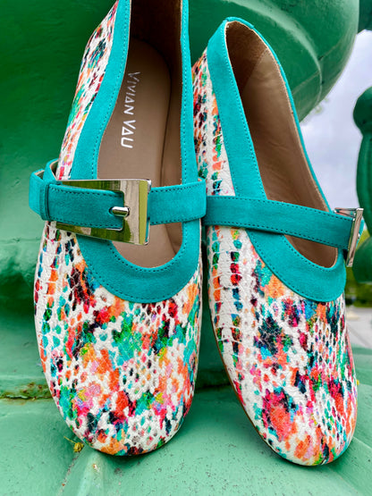 Colourful Ballerinas with Turquoise Accents