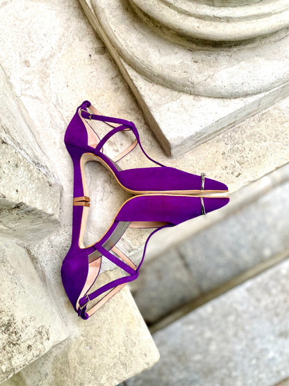 Deep Amethyst T-Strapped D'Orsay Heels