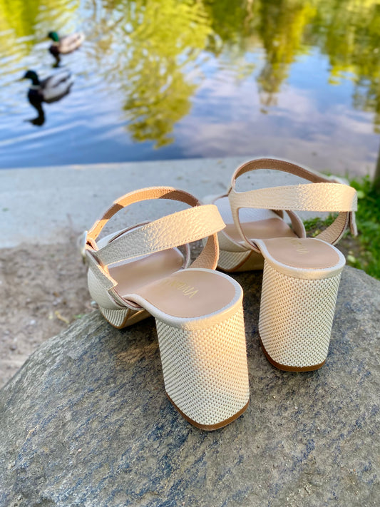 Cream Platform Sandals with Anklestrap
