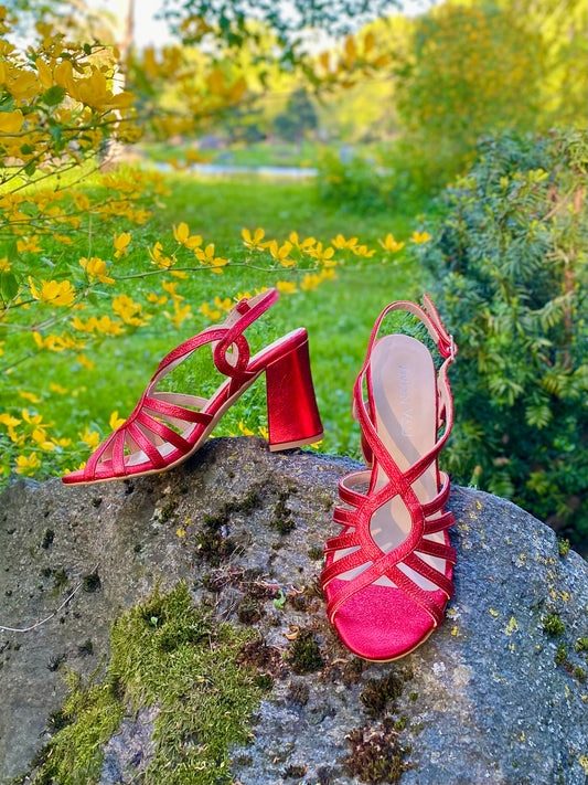 Bright Red Strappy Sandals