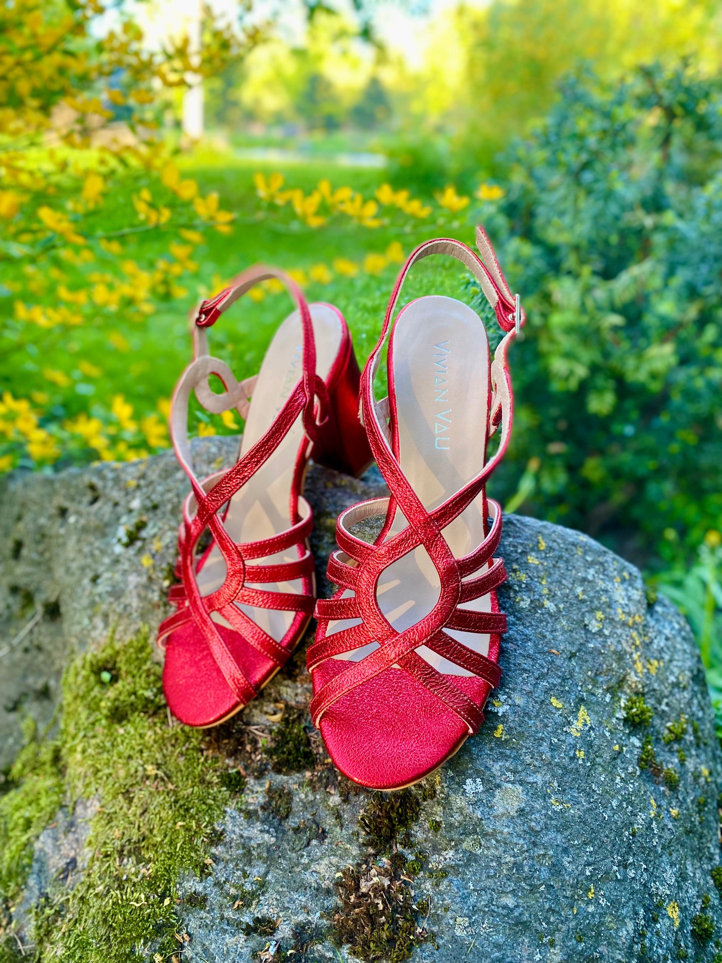 Bright Red Strappy Sandals