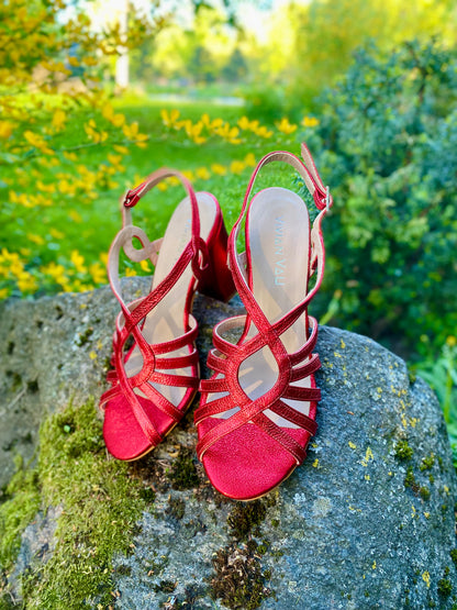 Bright Red Strappy Sandals