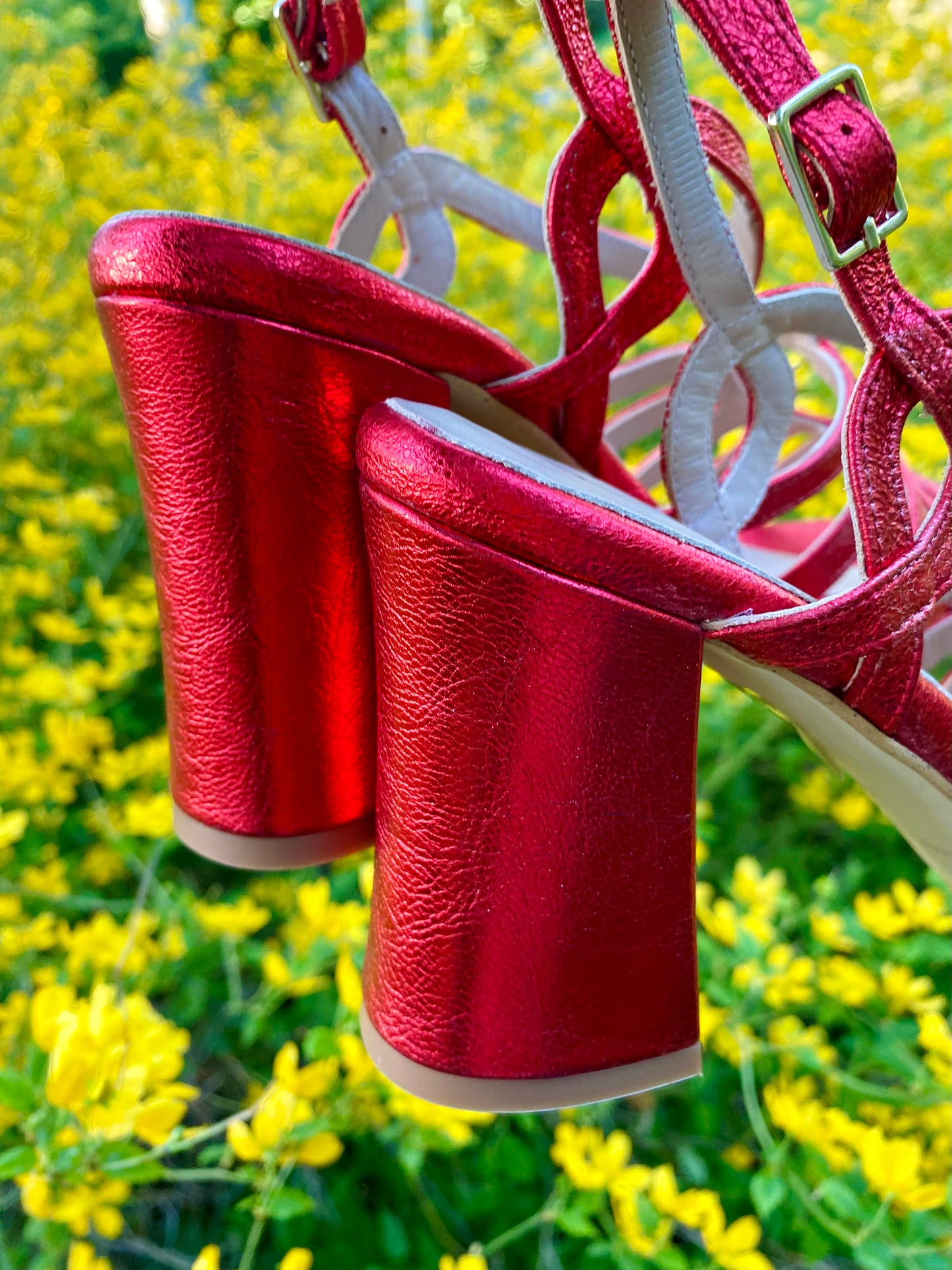 Bright Red Strappy Sandals