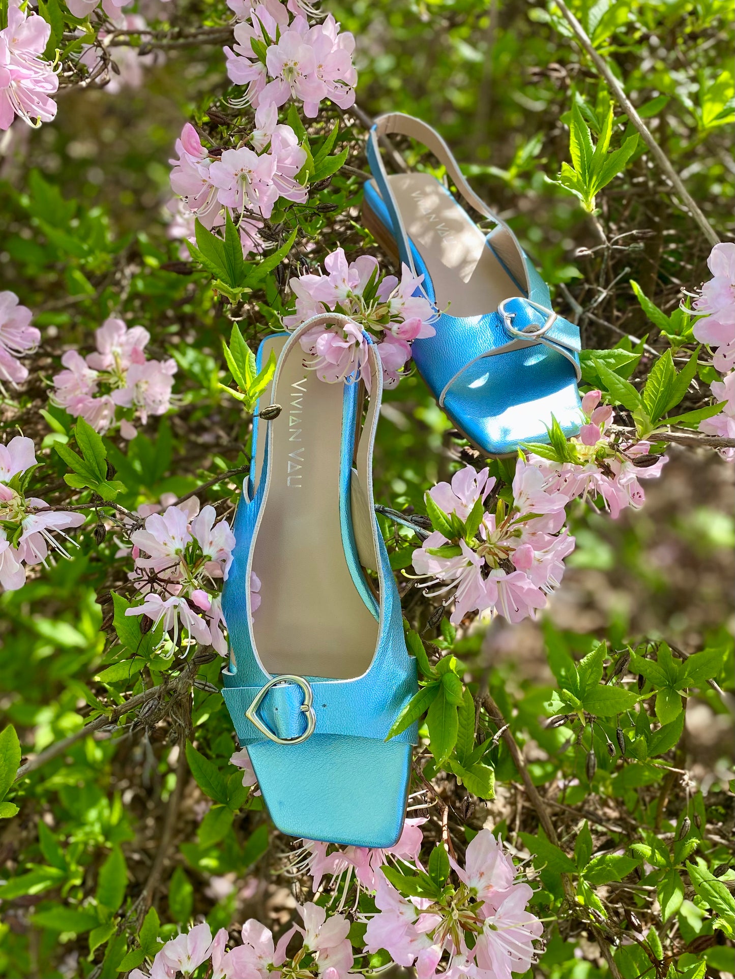 Sky Blue Heart Slingback Sandals