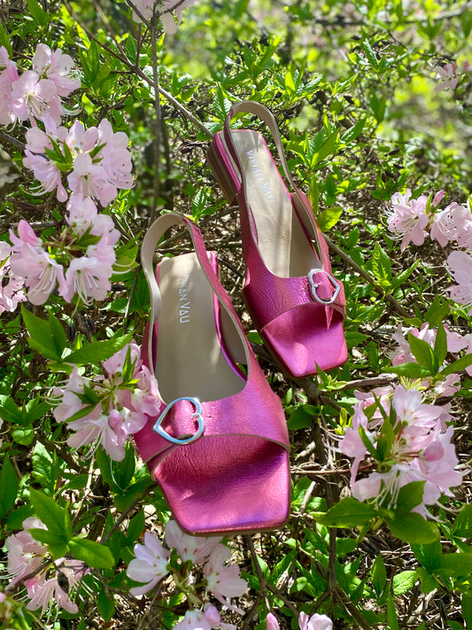 Pink Heart Slingback Sandals