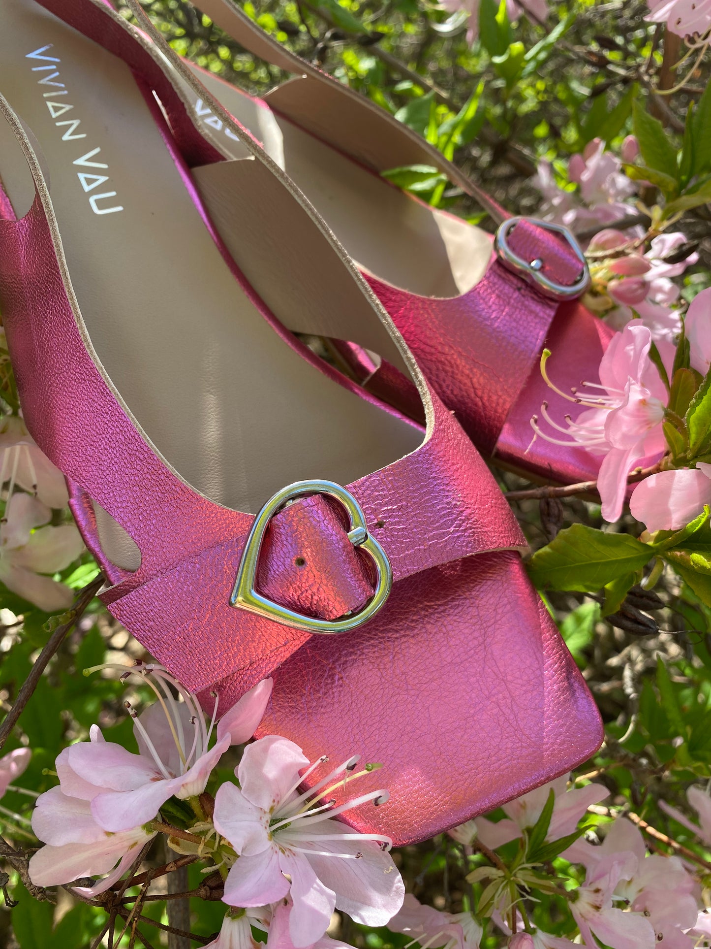 Pink Heart Slingback Sandals