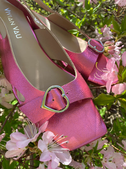 Pink Heart Slingback Sandals
