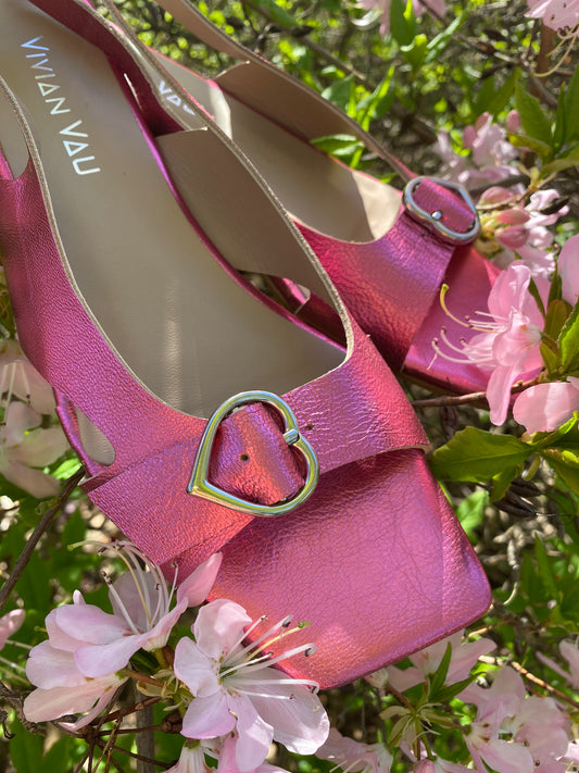 Pink Heart Slingback Sandals