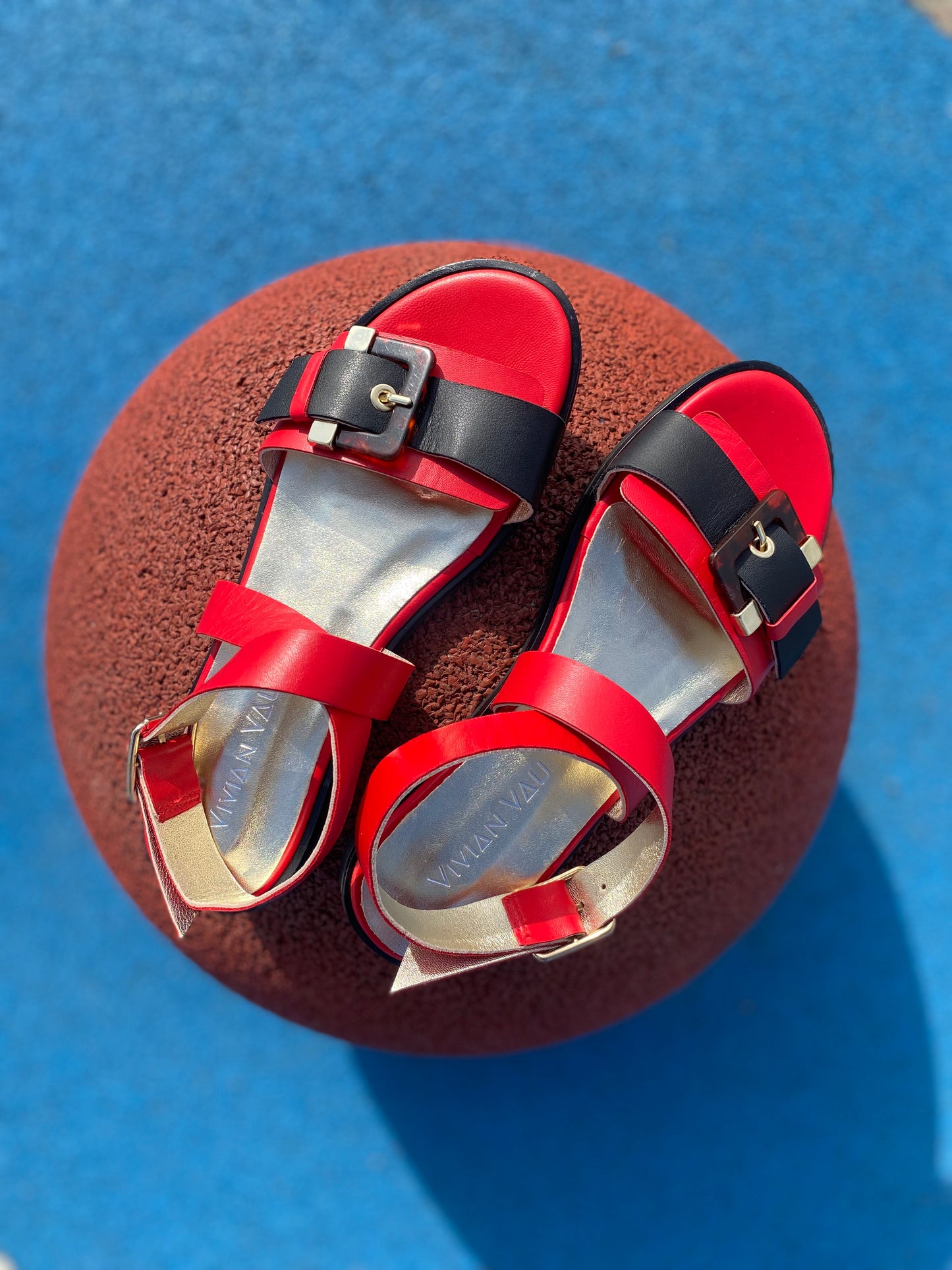 Red & Black Anklestrap Sandals