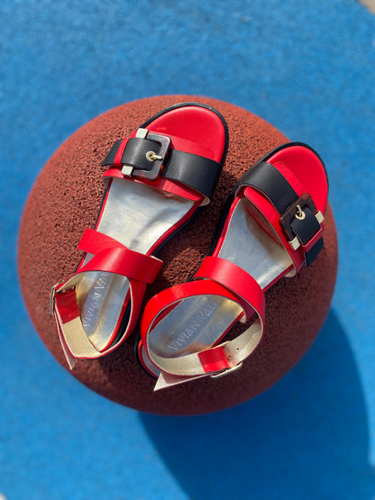 Red & Black Anklestrap Sandals