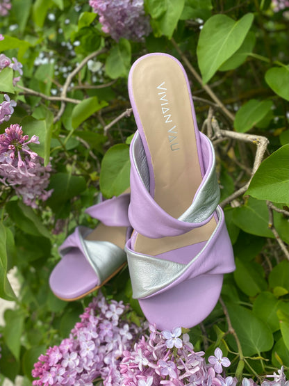 Lilac and Silver Heeled Sandals