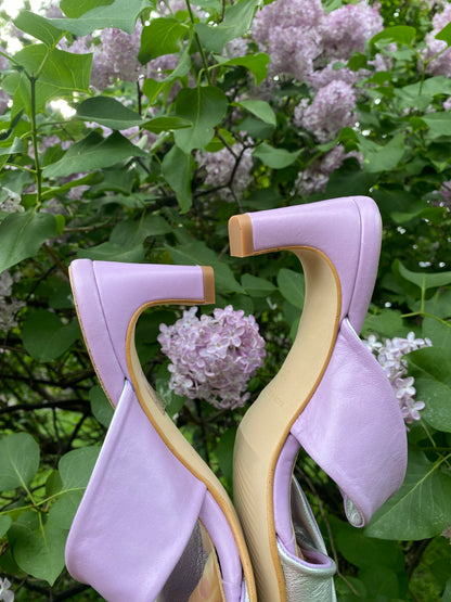 Lilac and Silver Heeled Sandals