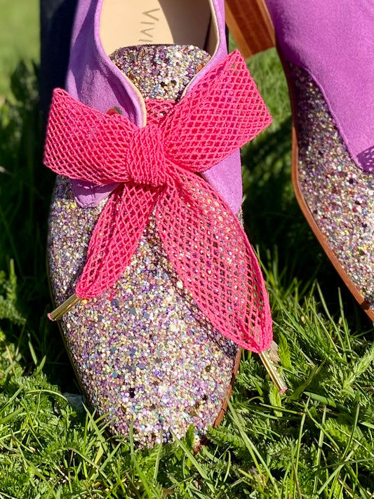 Pink Glittering Derby Shoes