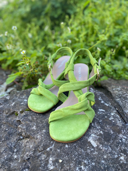 Summer Green Strappy Slingback Heels