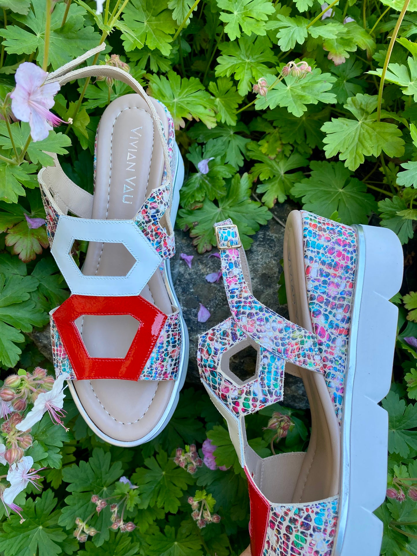 Multicoloured Wedge Sandals