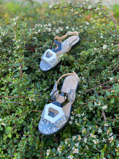 Blue-Black-White Sandals