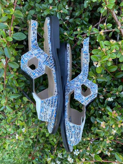 Blue-Black-White Sandals