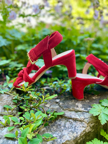 Poppy Red Strappy Slingback Heels