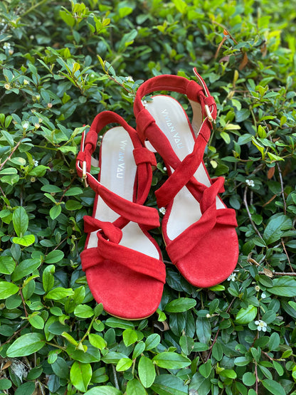 Poppy Red Strappy Slingback Heels