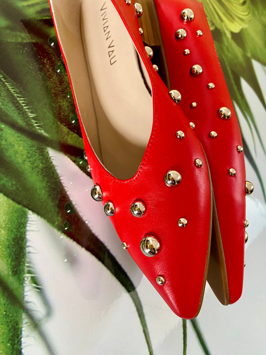 Silver Studded Red Shoes