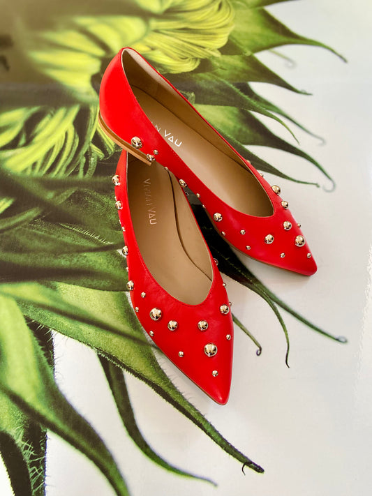 Silver Studded Red Shoes