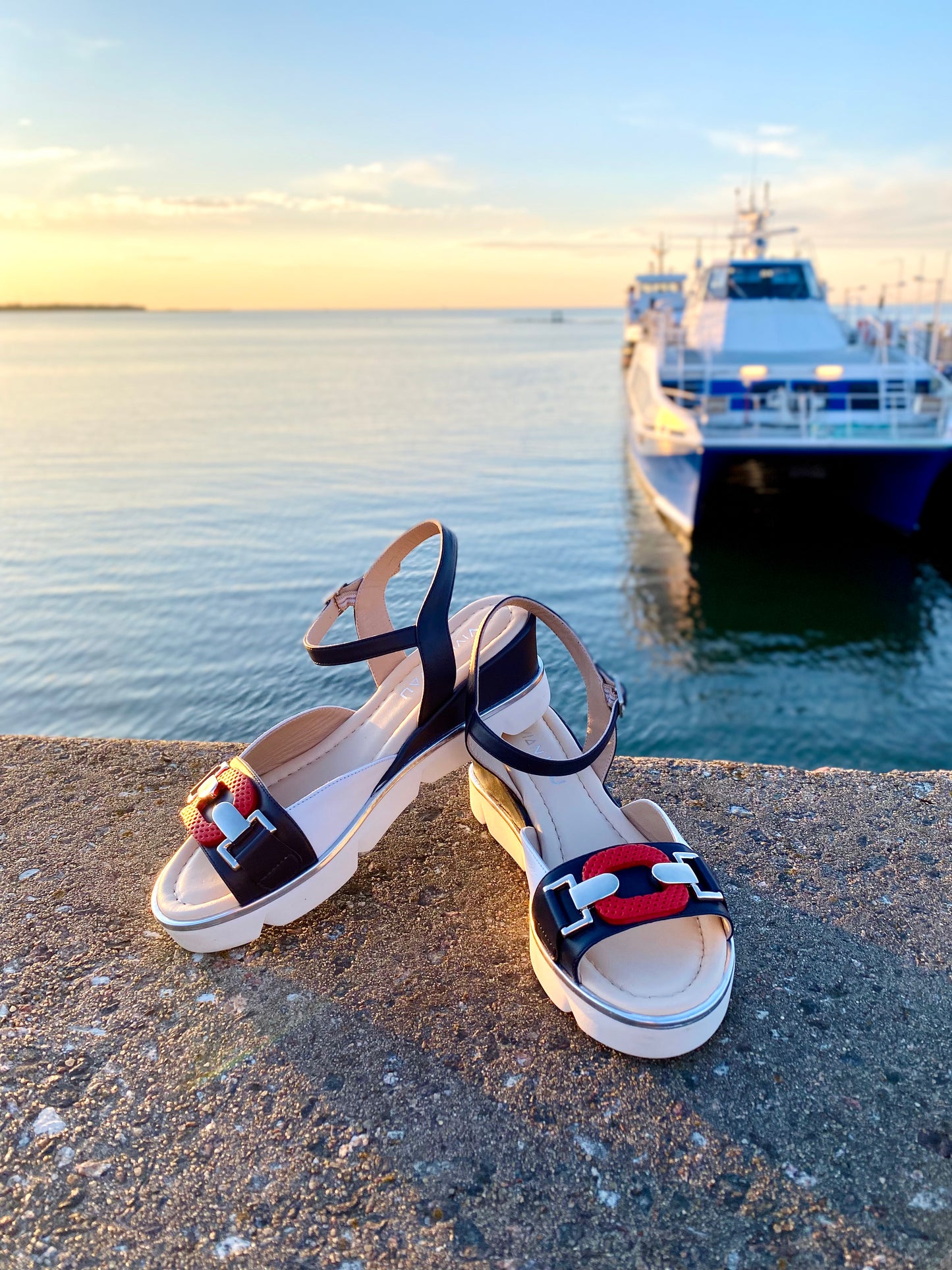 Navy, White and Red Wedges
