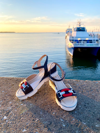 Navy, White and Red Wedges