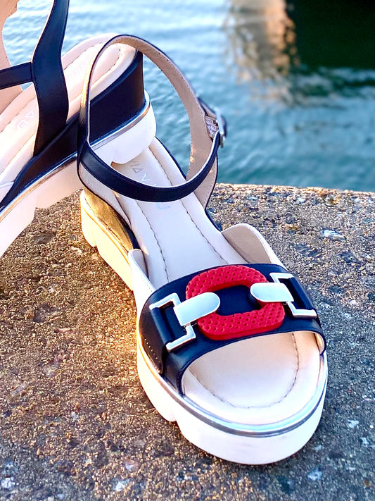 Navy, White and Red Wedges