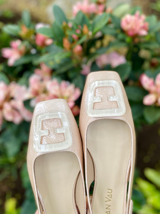 Nude Patent Leather Slingbacks