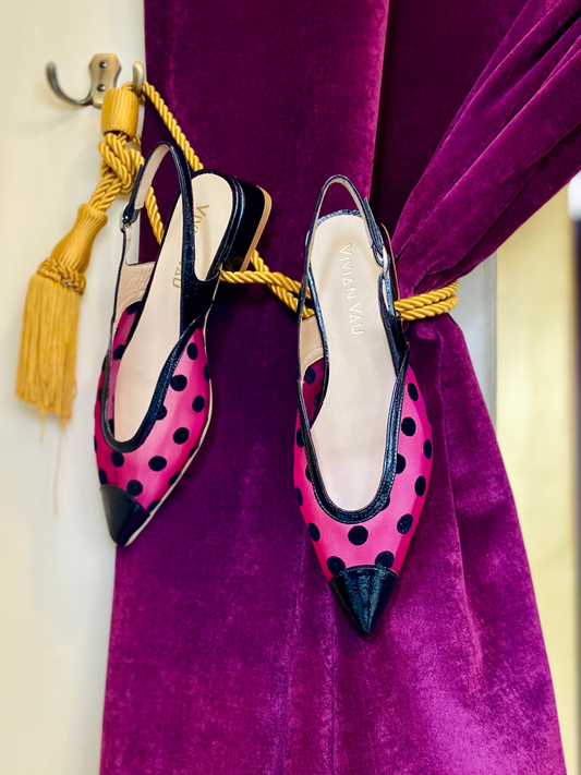 Dotted Fuchsia Slingbacks
