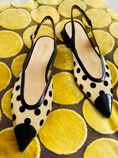 Dotted Black Slingbacks