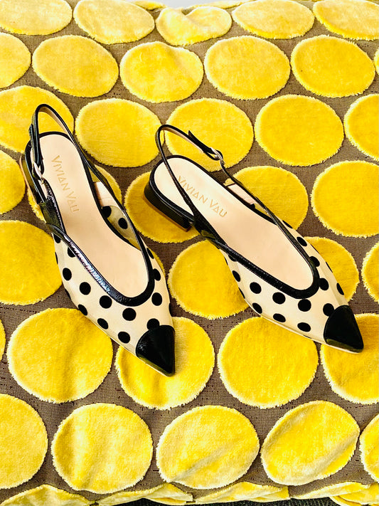 Dotted Black Slingbacks