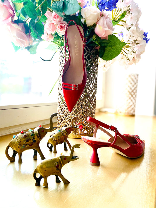 Red Patent Leather Slingback Heels