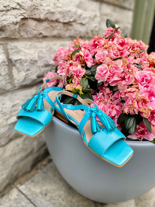 Turquoise Tasseled Sandals
