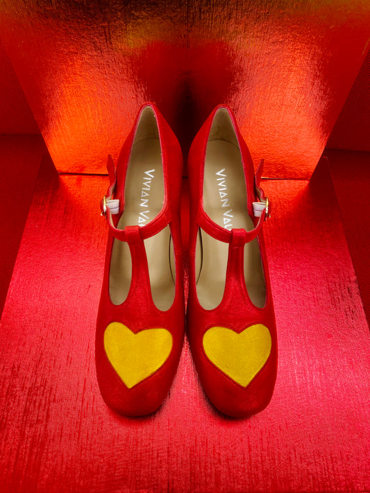 Golden Heart Mary Jane T-Straps