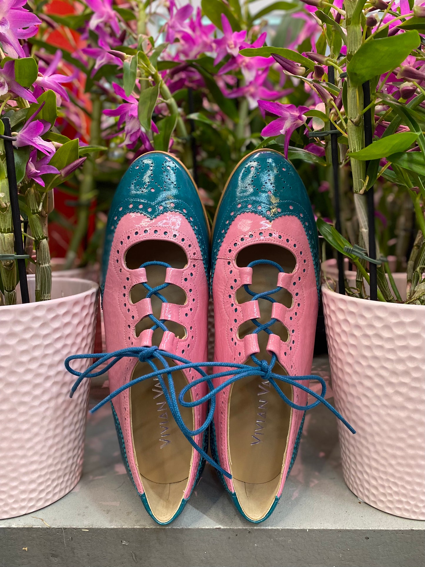Flamingo and Teal Ghillie Brogues