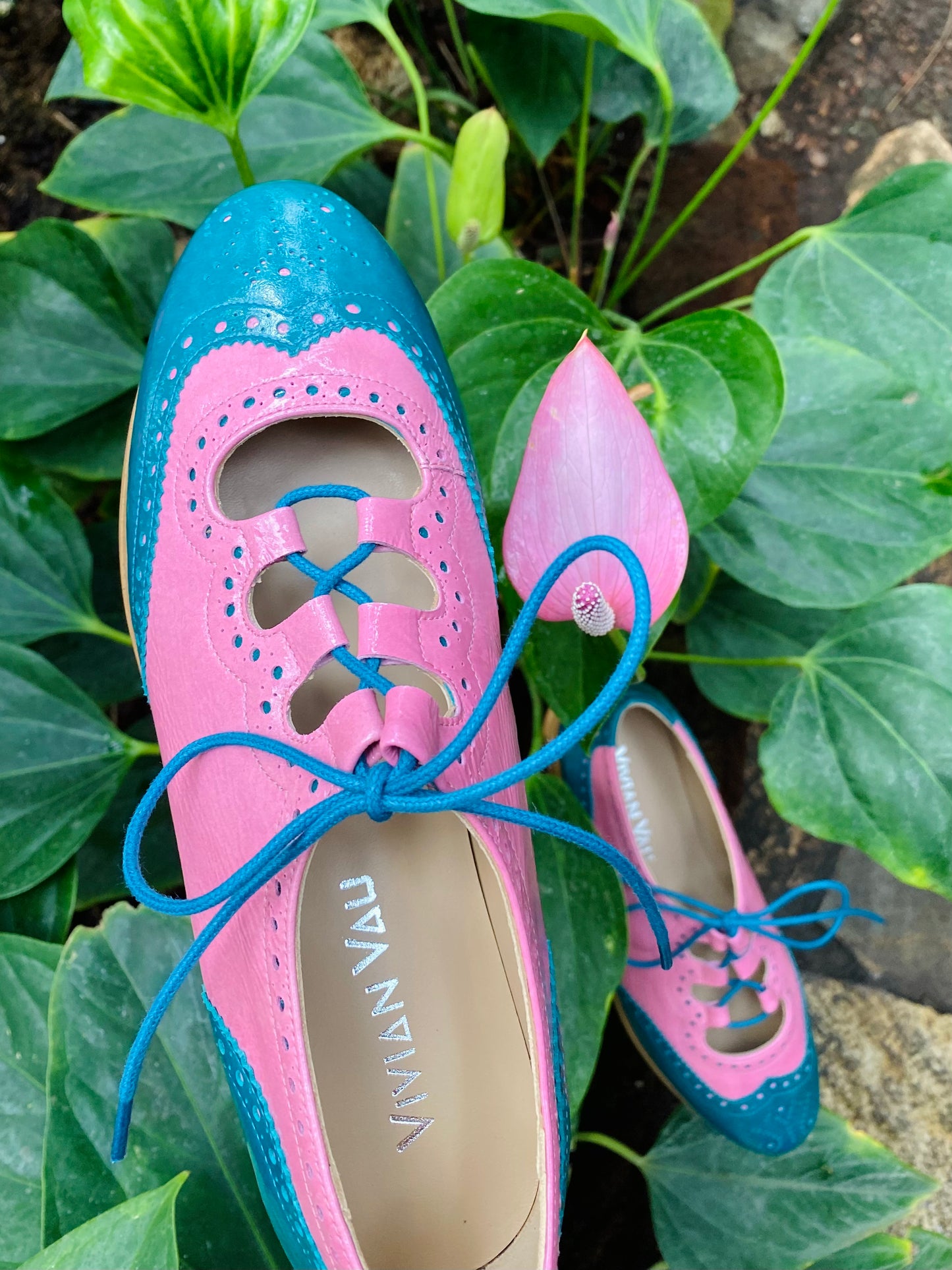 Flamingo and Teal Ghillie Brogues