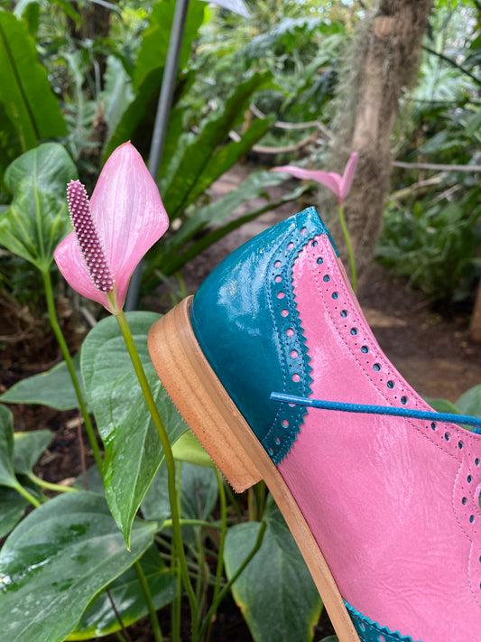 Flamingo and Teal Ghillie Brogues