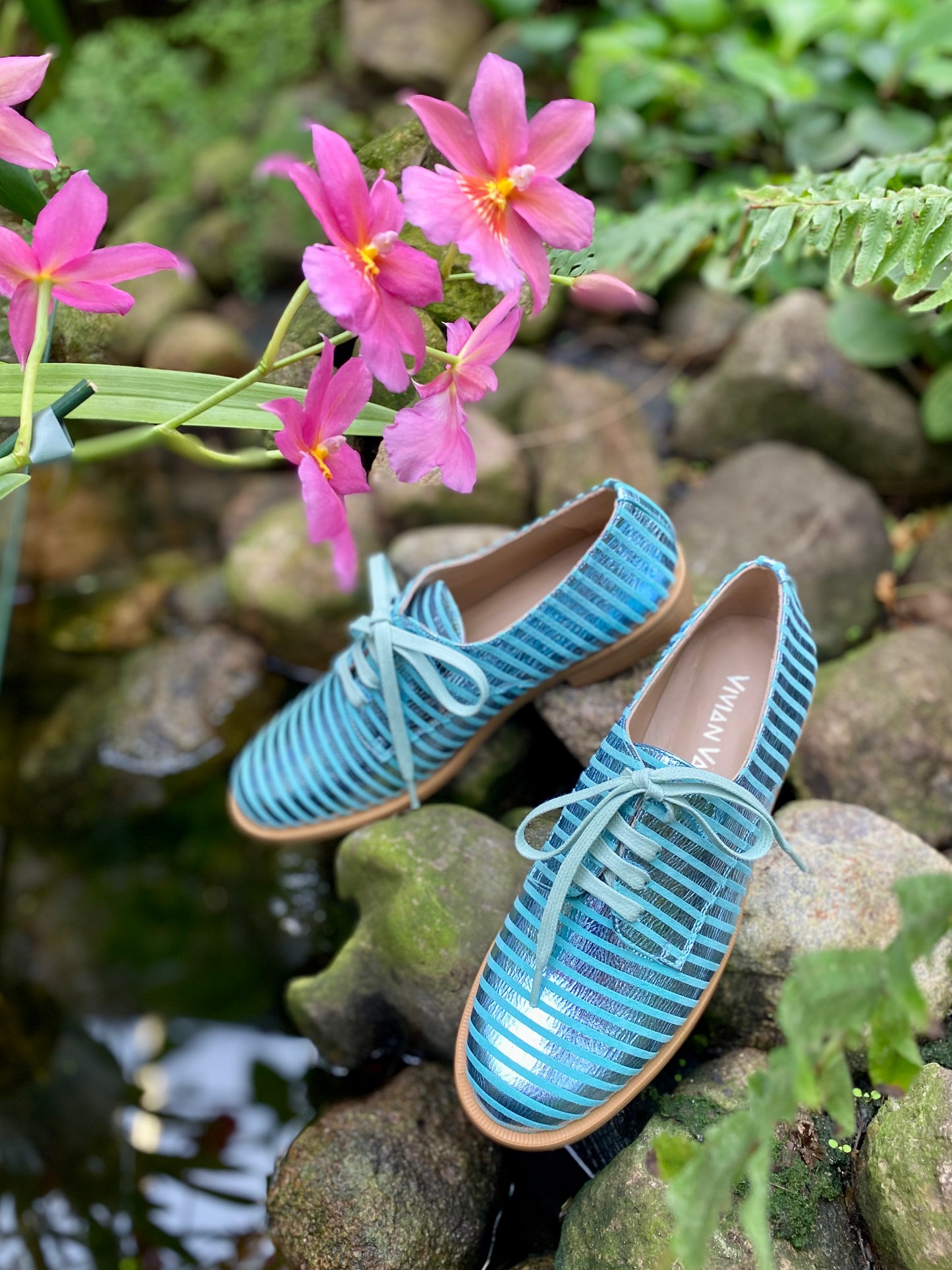 Stripy Sky Blue Derby shoes