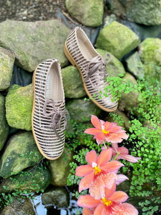 Stripy Sandy Hued Derby shoes